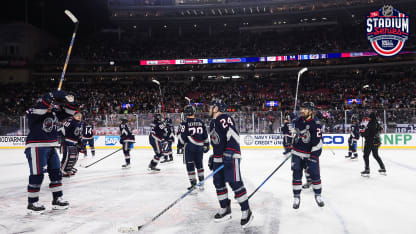 Blue Jackets, Red Wings pay tribute to Johnny Gaudreau at Stadium Series