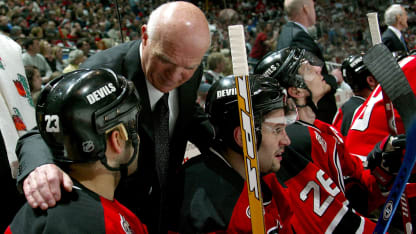 Gomez and Lou Lamoriello NJD behind bench