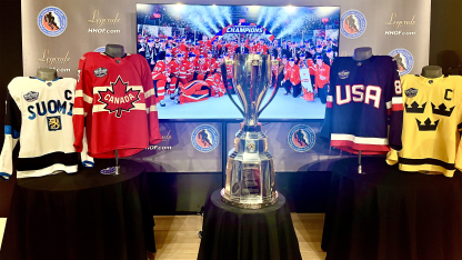 Engraved 2025 4 Nations trophy at HHOF